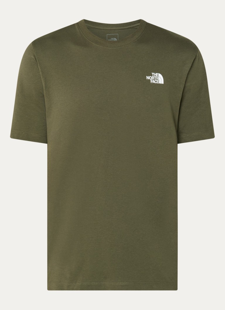 The North Face Heren NSE Box Celebration T-shirt met logo- en backprint in de kleur Bronsgroen, maat: S