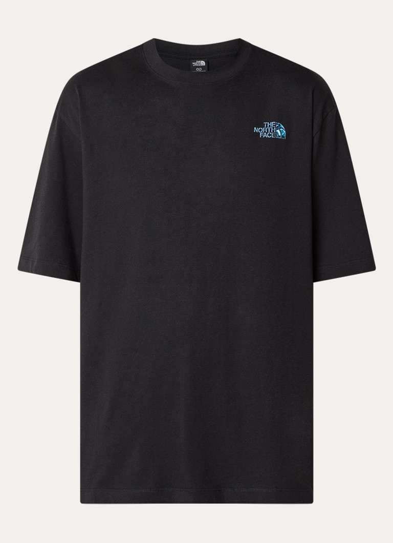 The North Face Heren Liquid Box T-shirt met logo- en backprint in de kleur Zwart, maat: S