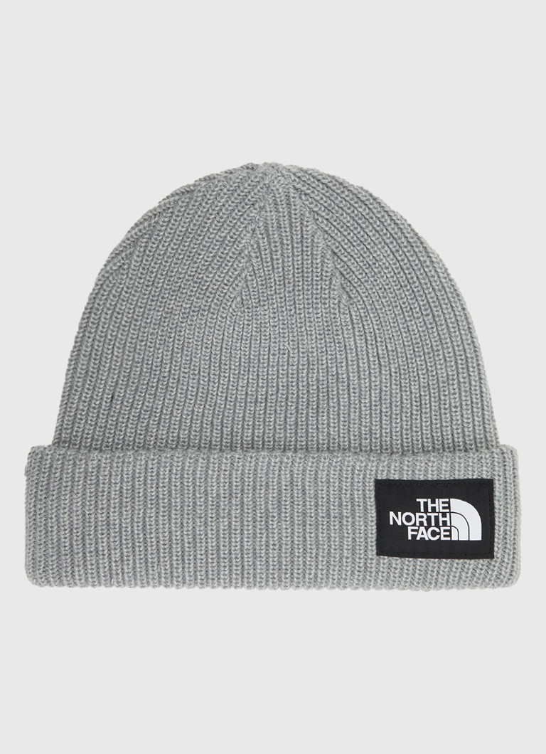 The North Face Heren Salty Lined grofgebreide muts met logo in de kleur Grijsmele, maat: OS