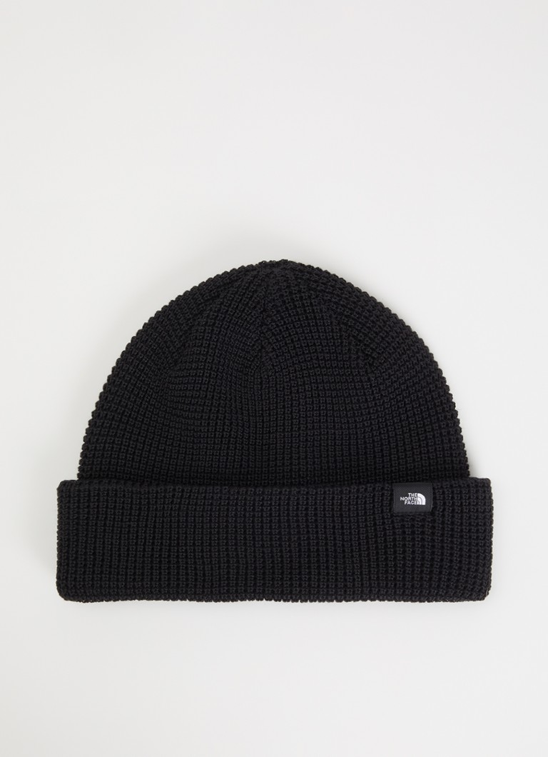 The North Face Heren Fisherman grofgebreide muts met logo in de kleur Zwart, maat: OS