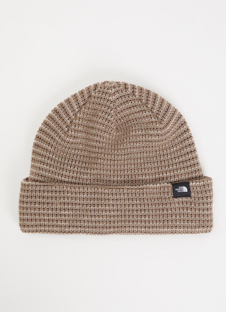 The North Face Heren Fisherman grofgebreide muts met logo in de kleur Lichtbruin, maat: OS