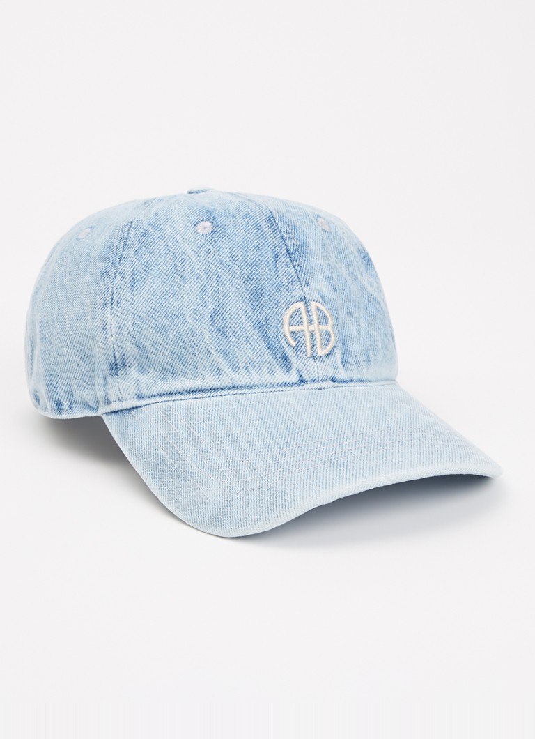 Anine Bing Dames Jeremy pet van denim met logoborduring in de kleur Blauwgrijs, maat: ONE SIZE