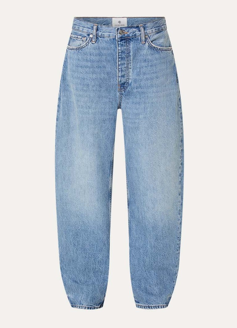 Anine Bing Dames Fritz high waist tapered jeans met medium wassing in de kleur Indigo, maat: W 31