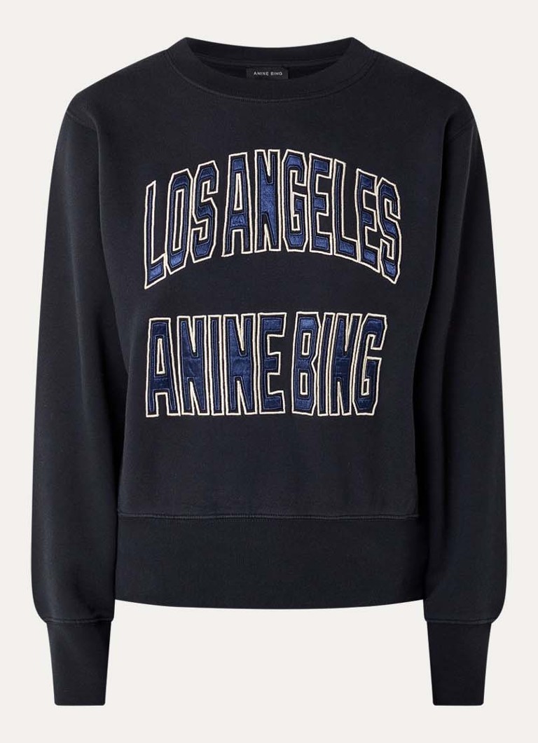 Anine Bing Dames Harry sweater met logoborduring in de kleur Zwart, maat: XS