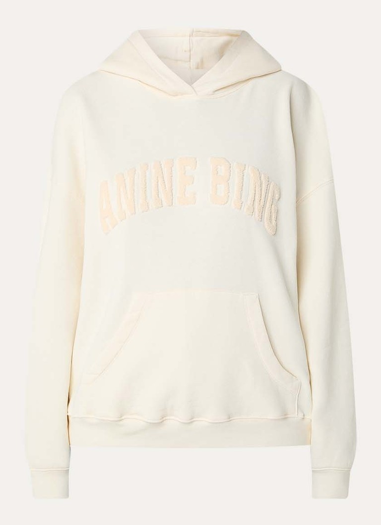 Anine Bing Dames Harvey hoodie met logoborduring in de kleur Creme, maat: S