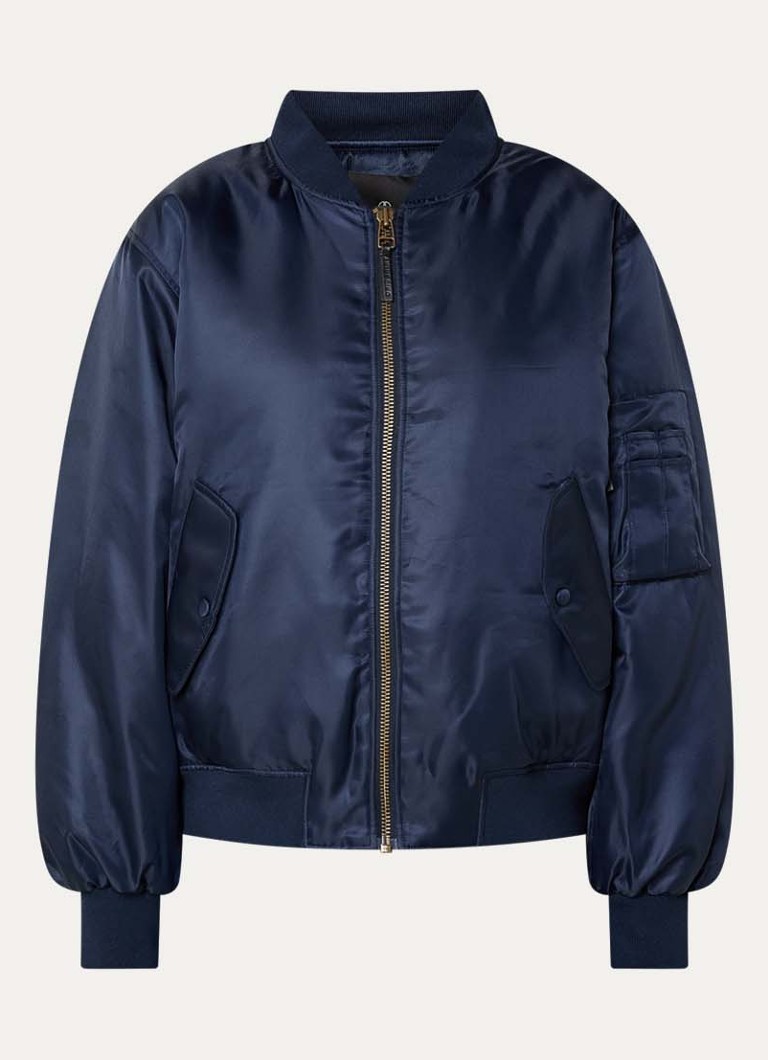 Anine Bing Dames Leon gewatteerd bomberjack met klepzakken in de kleur Donkerblauw, maat: XS