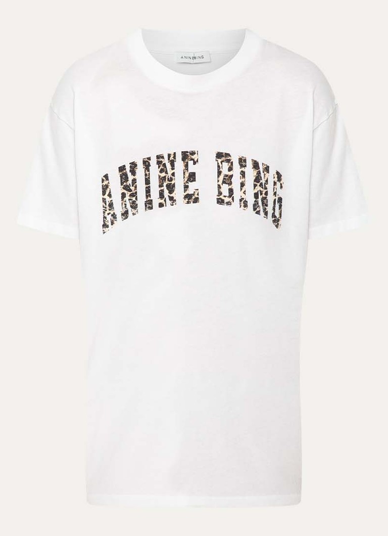 Anine Bing Dames Walker T-shirt met logoprint in de kleur Gebroken wit, maat: M