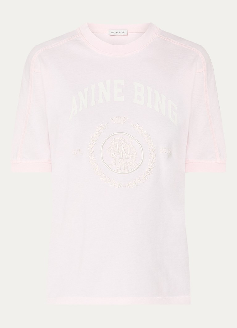 Anine Bing Dames Walker T-shirt met logoprint in de kleur Lichtroze, maat: XS