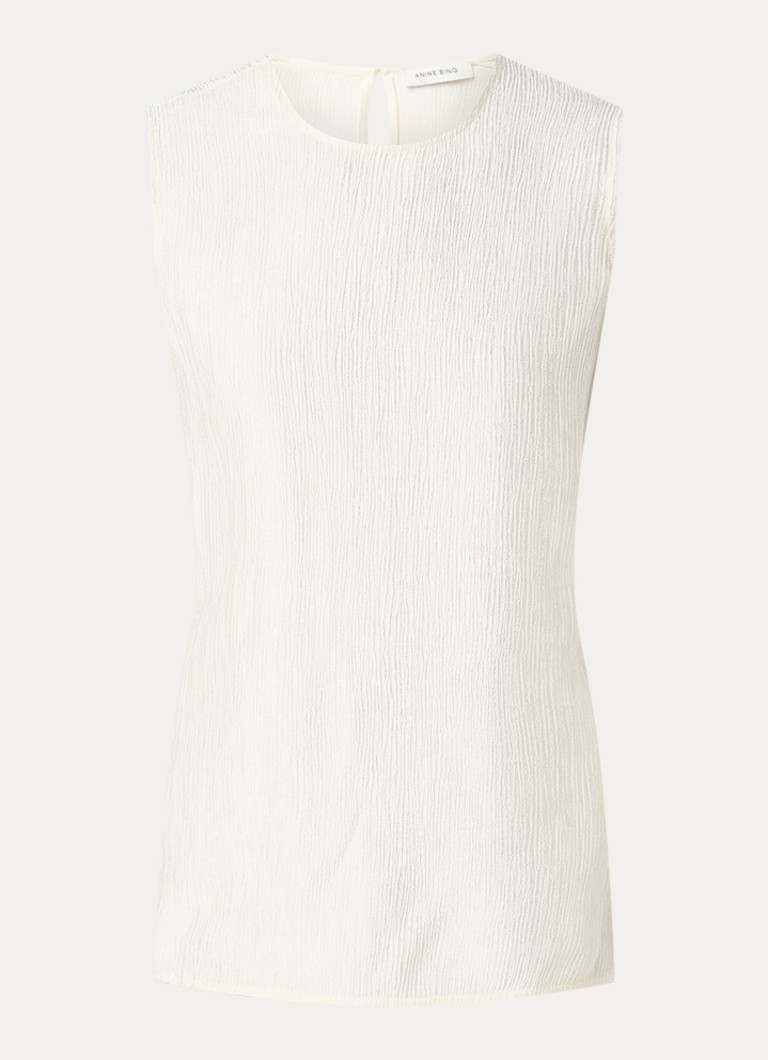 Anine Bing Dames Malia top met structuur in de kleur Gebroken wit, maat: S