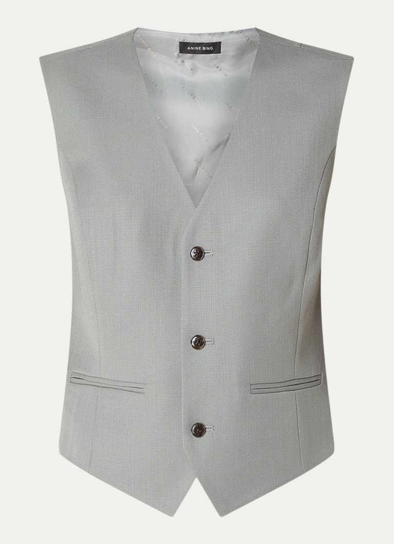 Anine Bing Dames Mario gilet in wolblend met opgestikte zakken in de kleur Grijs, maat: M