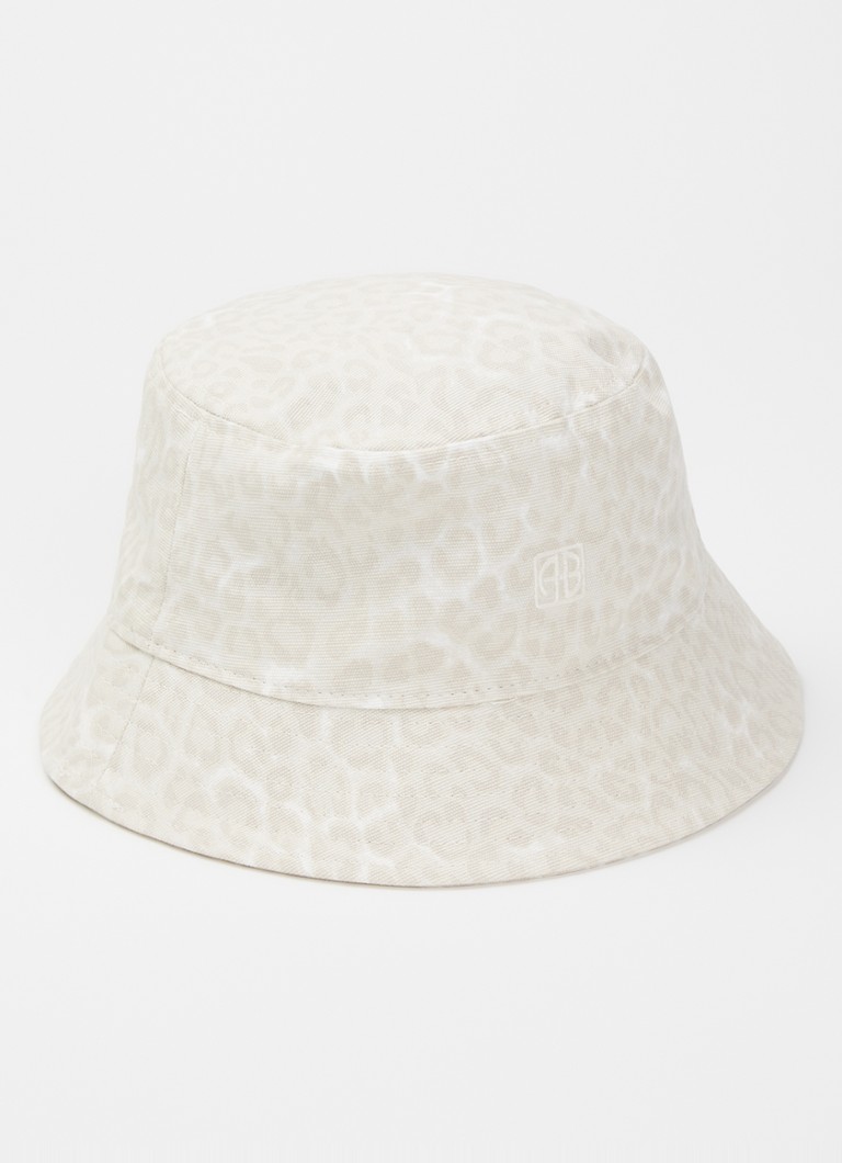 Anine Bing Dames Nicks bucket hoed met panterprint in de kleur Beige, maat: ONE SIZE