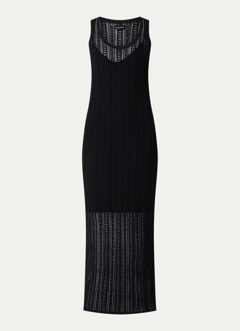 Anine Bing Dames Arie maxi jurk met opengewerkt dessin in de kleur Zwart, maat: L