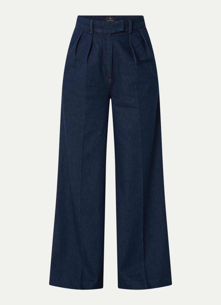 Anine Bing Dames Lou high waist loose fit jeans met plooidetail in de kleur Indigo, maat: 38