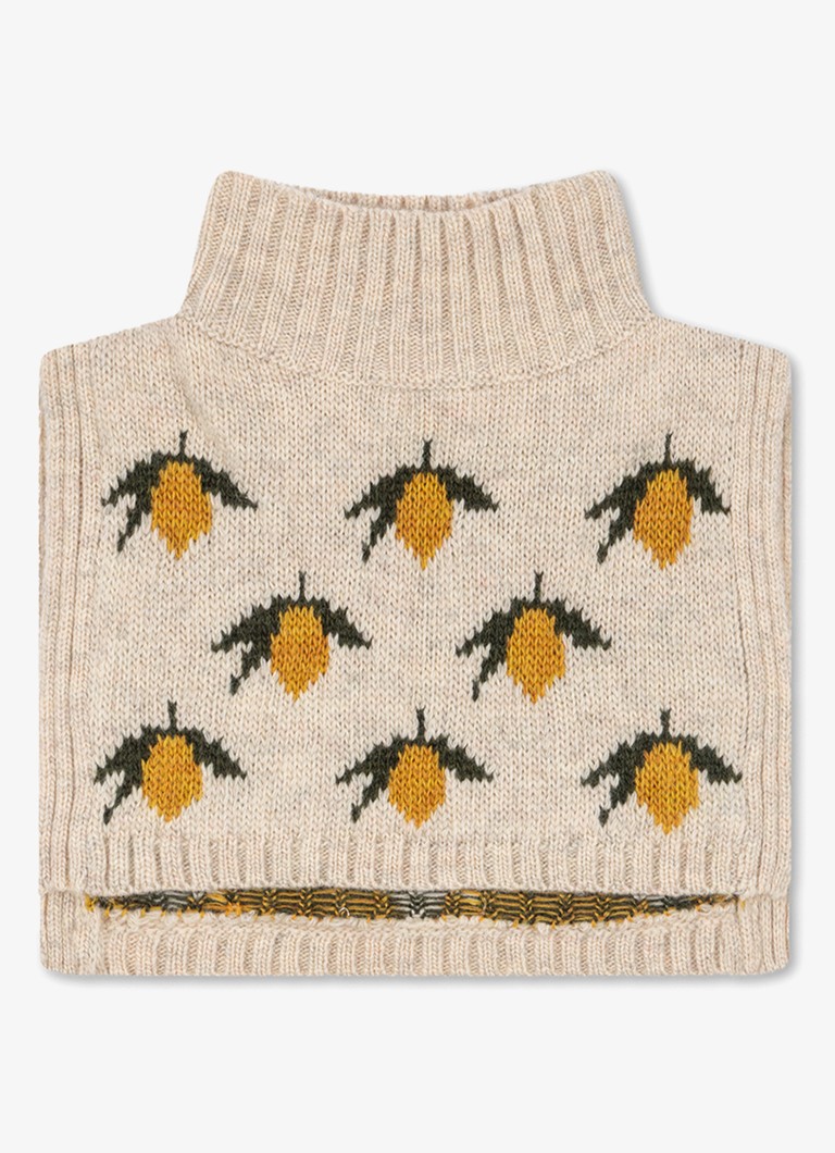 Konges Sløjd Meisjes Belou fijngebreide nekwarmer in wolblend in de kleur Citroengeel, maat: 5-8j