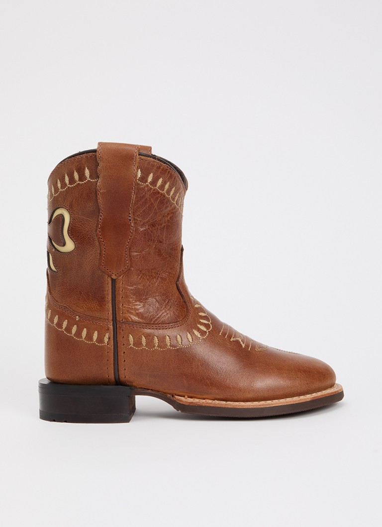 Bootstock Meisjes Bow cowboylaars van leer in de kleur Cognac, maat: 32