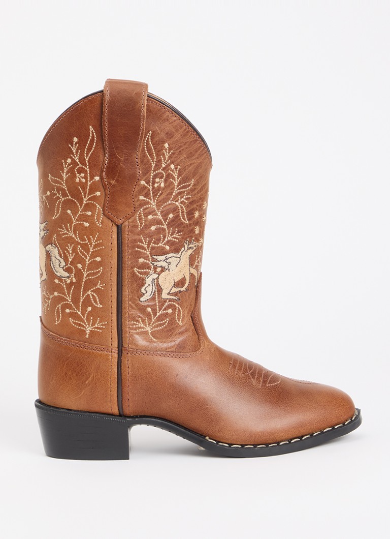 Bootstock Meisjes Unicorn cowboylaars van leer in de kleur Cognac, maat: 34