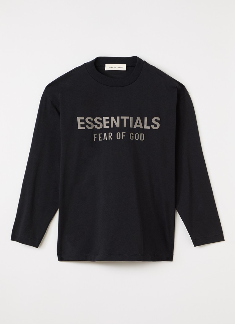 Fear of God Essentials Jongens Longsleeve met logoprint in de kleur Zwart, maat: 8 = 128