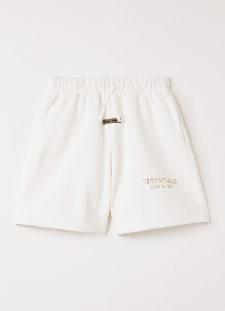 Fear of God Essentials Jongens Wide fit korte joggingbroek met logoprint in de kleur Wit, maat: 8 = 128