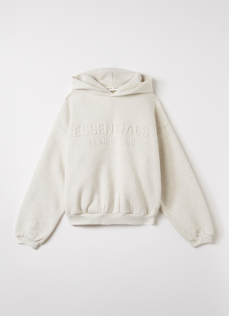 Fear of God Essentials Jongens Hoodie met logoprint in de kleur Grijsmele, maat: 8J=128