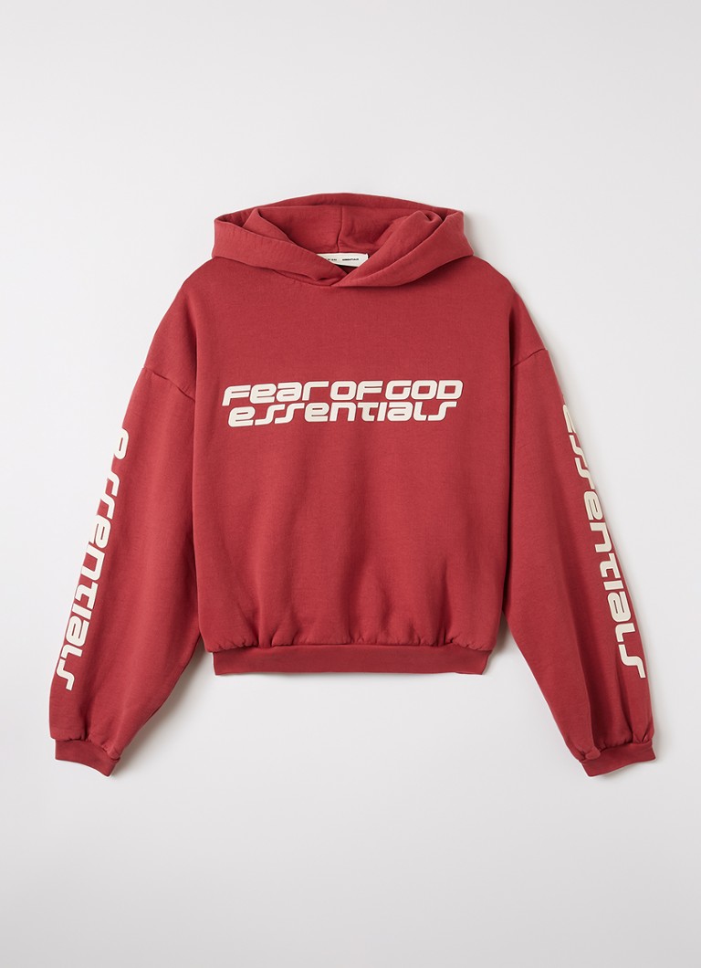 Fear of God Essentials Jongens Hoodie met logoprint in de kleur Rood, maat: 8J=128