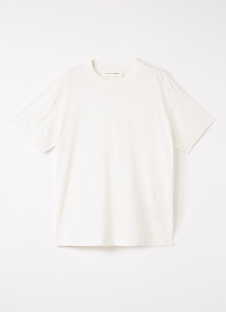 Fear of God Essentials Jongens T-shirt met logo in de kleur Ivoor, maat: 8J=128