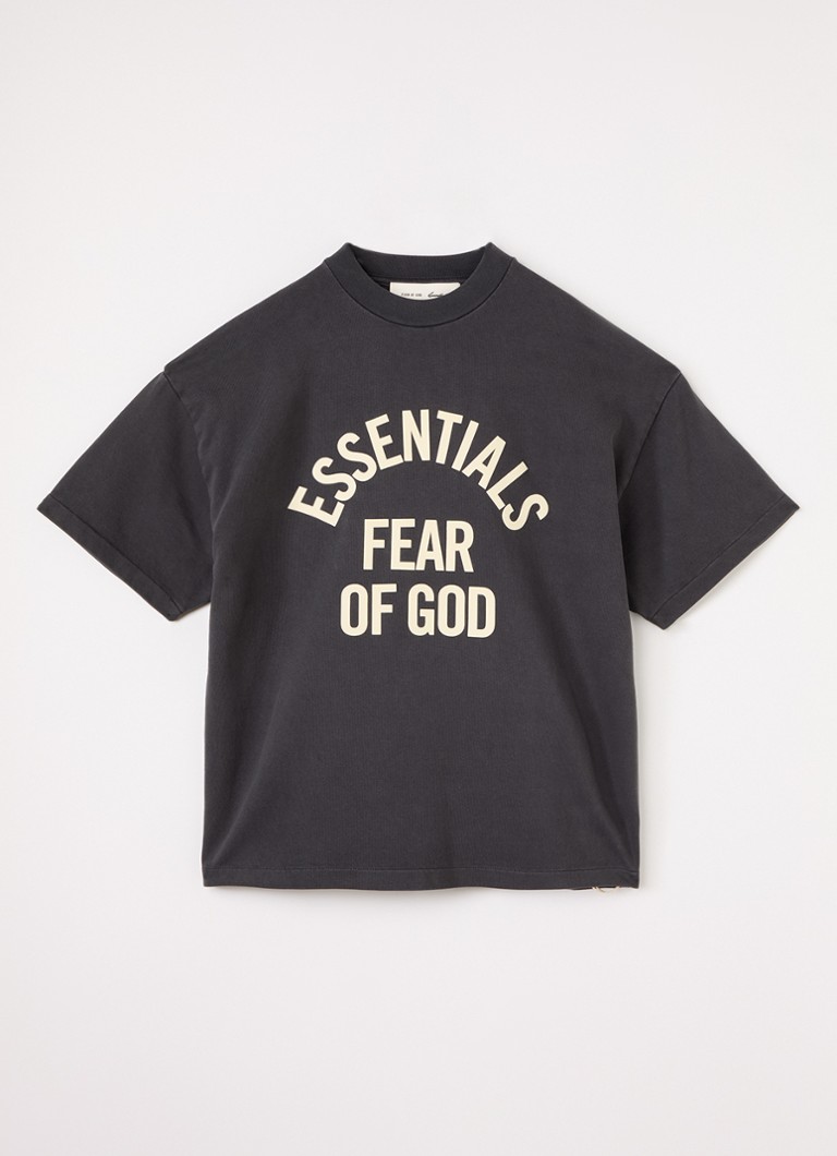 Fear of God Essentials Jongens T-shirt met logoprint in de kleur Antraciet, maat: 14J/16J=170