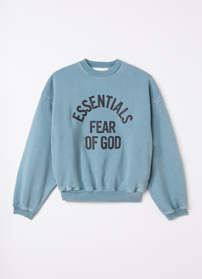 Fear of God Essentials Jongens Campus sweater met logoprint in de kleur Petrol, maat: 6J/7J=122