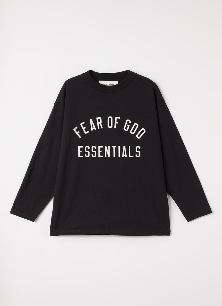 Fear of God Essentials Jongens T-shirt met logoprint in de kleur Zwart, maat: 14J/16J=170