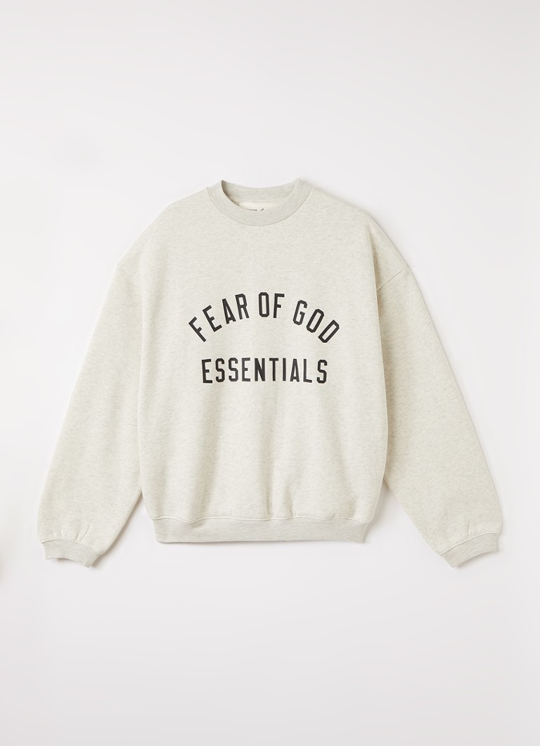 Fear of God Essentials Jongens Sweater met logoprint in de kleur Lichtgrijs, maat: 12J=152