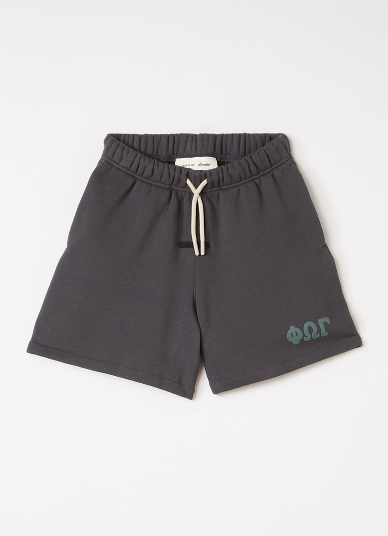 Fear of God Essentials Jongens Straight fit korte joggingbroek met logo in de kleur Donkergrijs, maat: 14