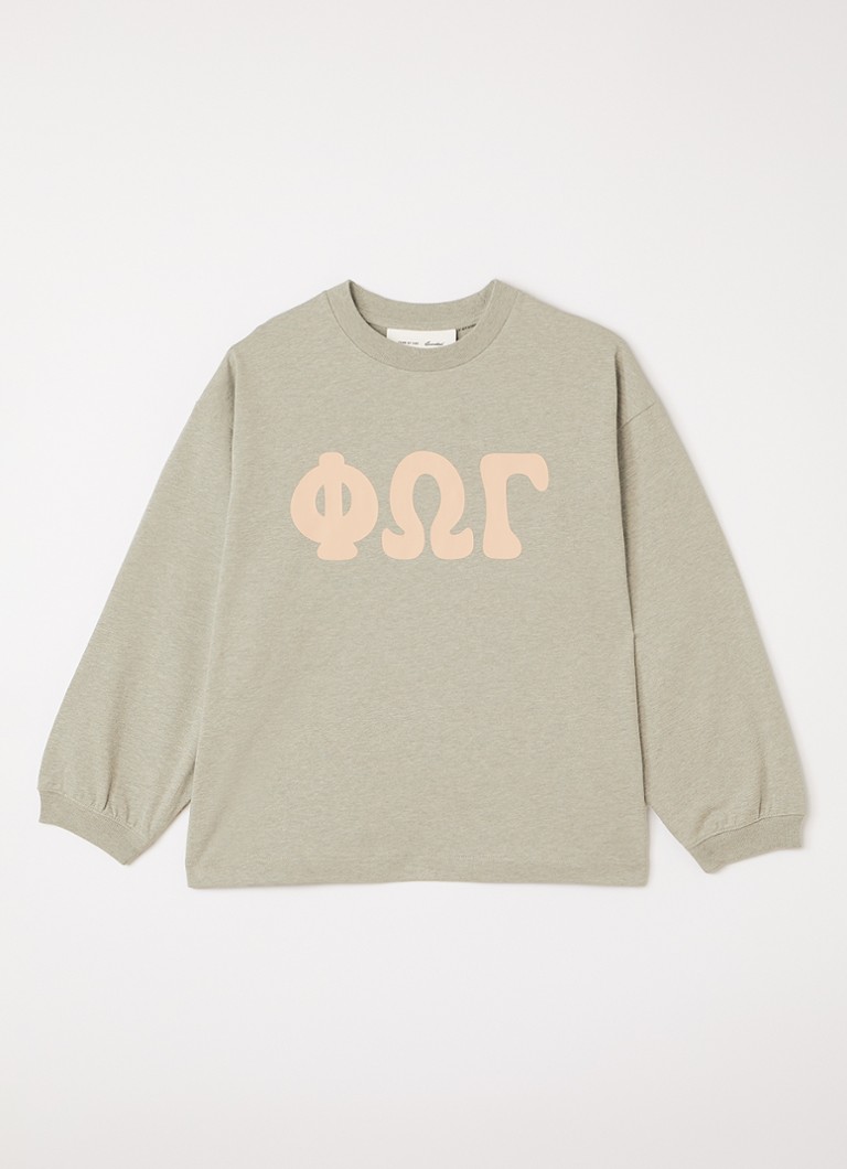Fear of God Essentials Jongens Longsleeve met front- en backprint in de kleur Lindegroen, maat: 14
