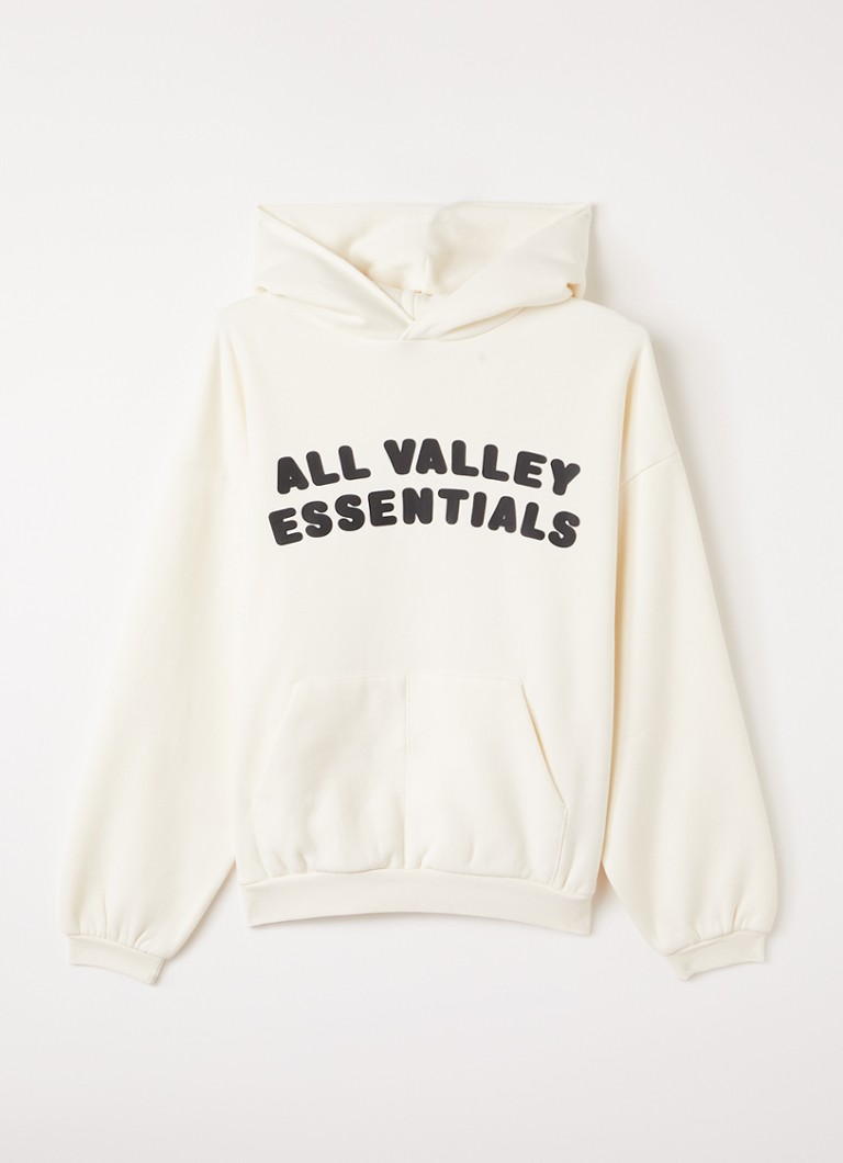 Fear of God Essentials Hoodie met front- en backprint in de kleur Gebroken wit, maat: 10