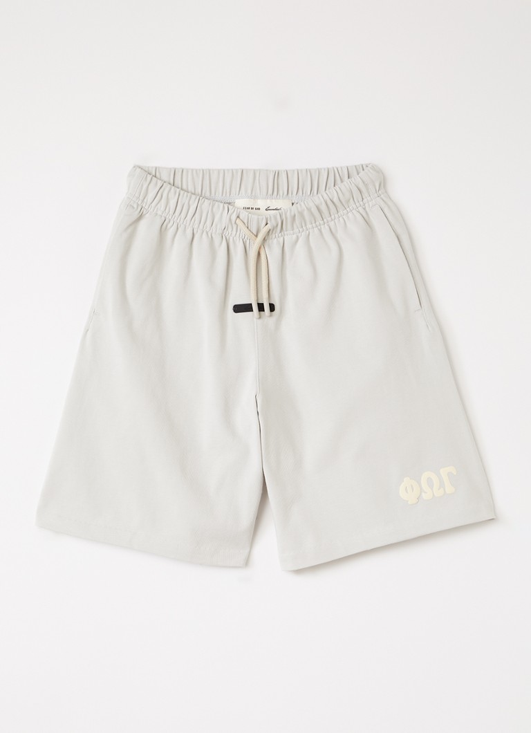 Fear of God Essentials Jongens Straight fit korte joggingbroek met logo in de kleur Lichtgrijs, maat: 10