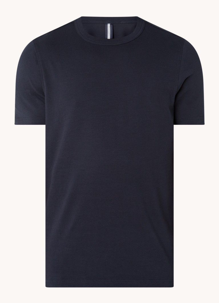 Profuomo Heren T-shirt met logo in de kleur Donkerblauw, maat: S