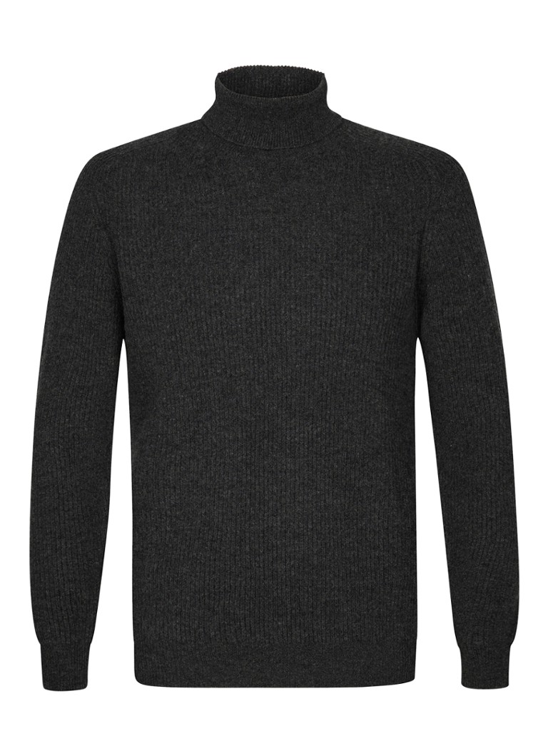 Profuomo Heren Grofgebreide trui van wol in de kleur Lichtgrijs, maat: XL