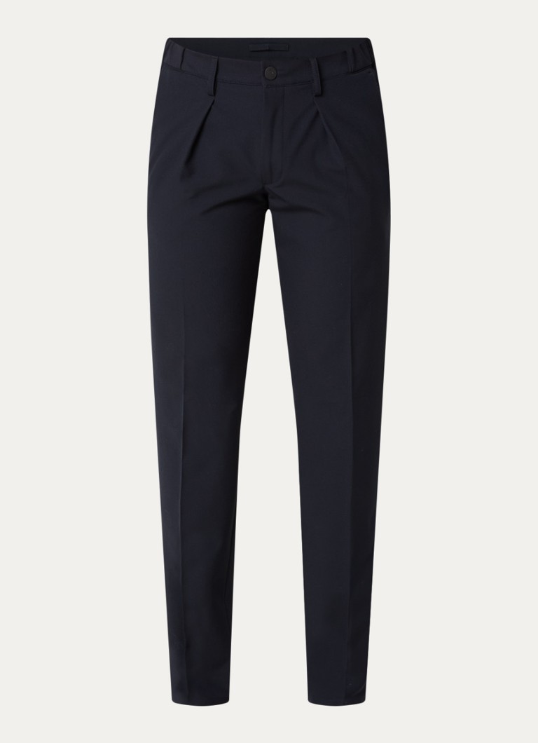 Profuomo Heren Straight fit pantalon met steekzakken in de kleur Donkerblauw, maat: 52