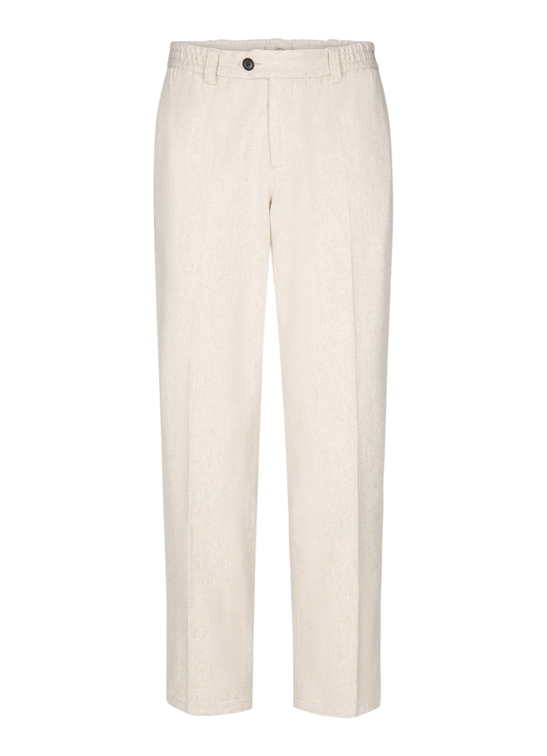 Profuomo Heren Straight fit pantalon met steekzakken in de kleur Gebroken wit, maat: 52