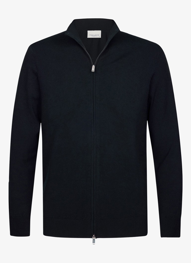 Profuomo Heren Luxury fijngebreid vest in de kleur Donkerblauw, maat: M
