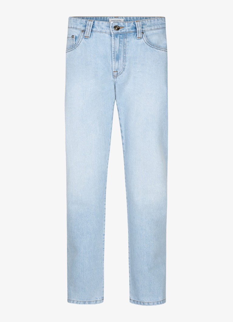 Profuomo Heren Straight leg jeans met steekzakken in de kleur Lichtblauw, maat: 32
