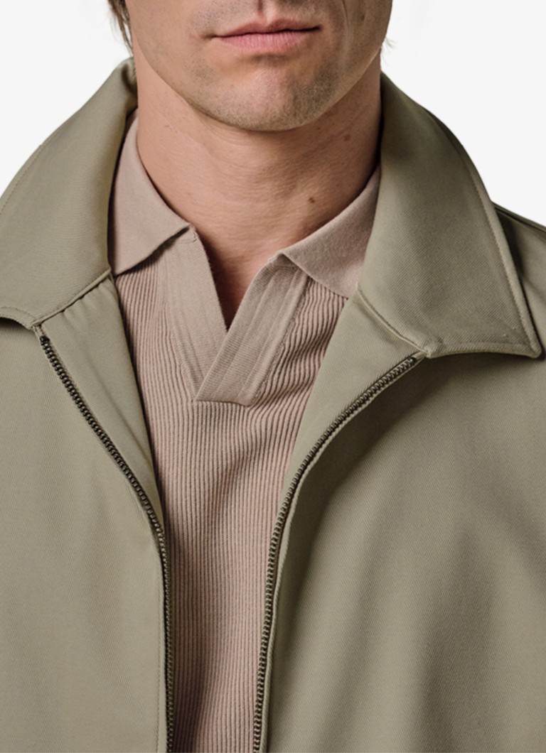 Profuomo Heren Twill overshirt met zipper in de kleur Beige, maat: XL
