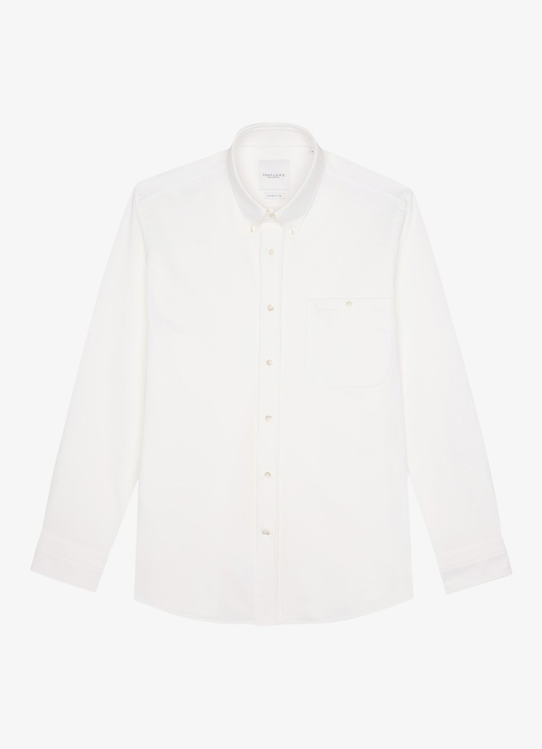 Profuomo Heren Japanese knitted slim fit overhemd in de kleur Wit, maat: L