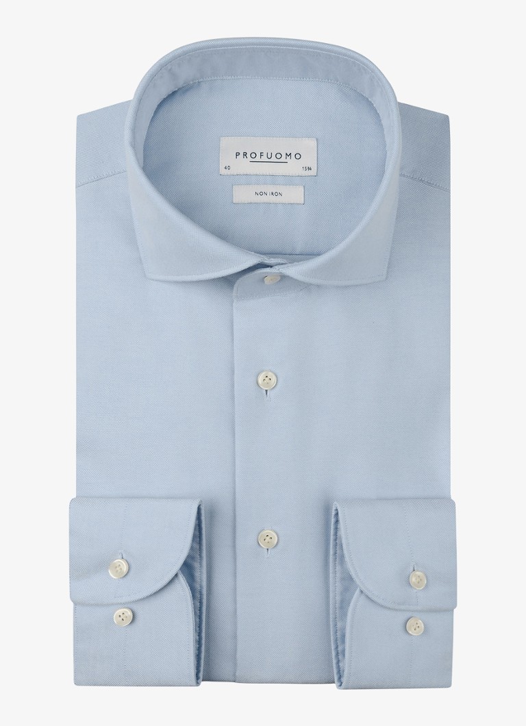 Profuomo Heren Slim fit strijkvrij shirt met cutaway kraag in de kleur Blauw, maat: 40