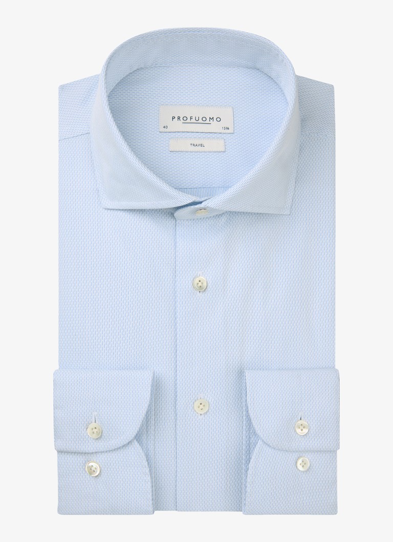 Profuomo Heren Slim fit strijkvrij shirt met cutaway kraag in de kleur Blauw, maat: 42