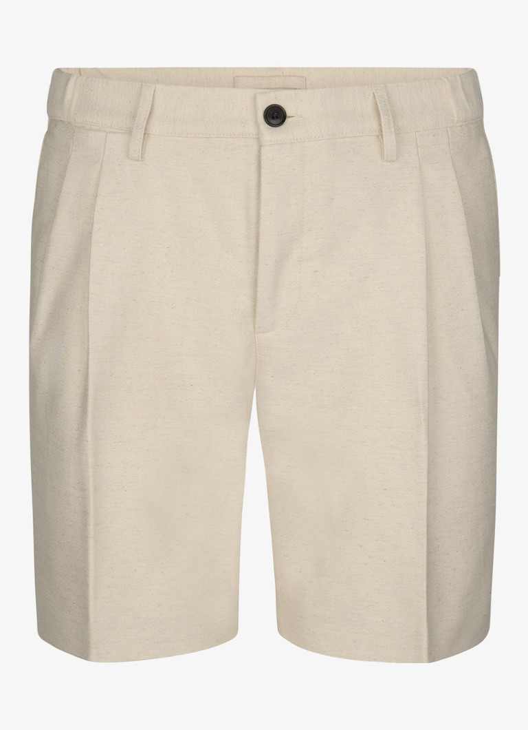Profuomo Heren Straight fit korte broek in linnenblend in de kleur Wit, maat: 52