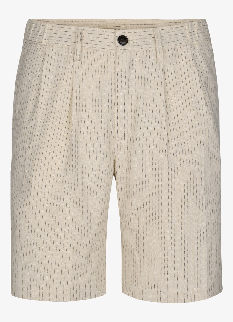 Profuomo Heren Straight fit korte broek in linnenblend in de kleur Gebroken wit, maat: 52