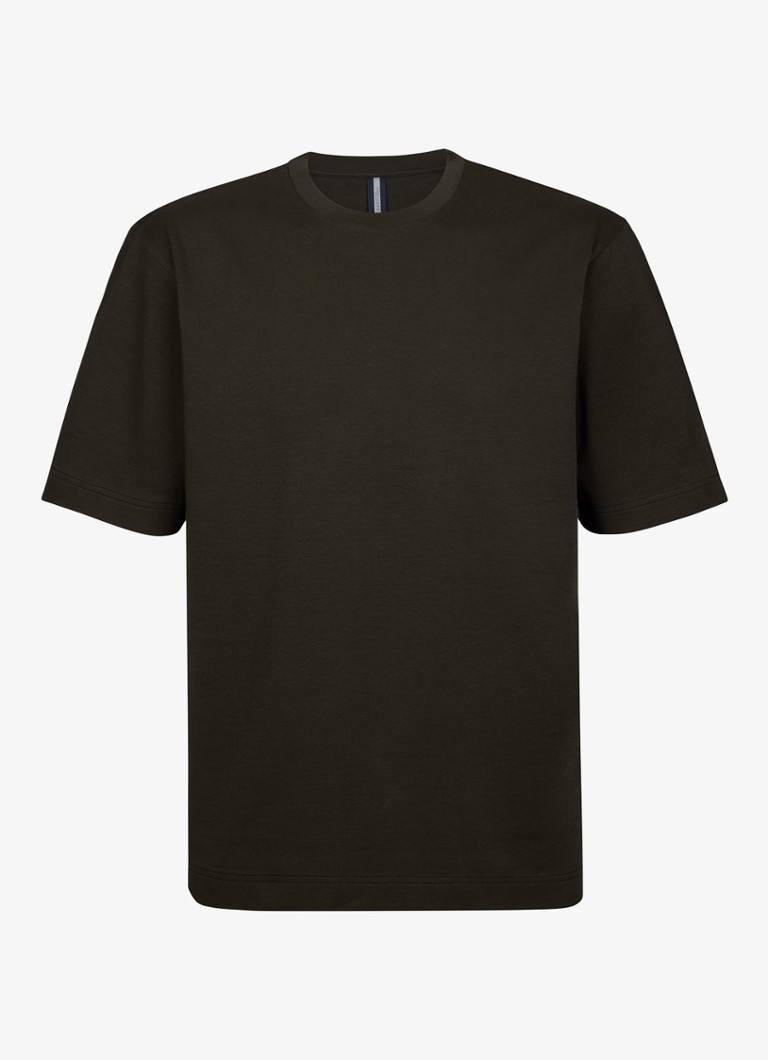 Profuomo Heren T-shirt met ronde hals in de kleur Donkerbruin, maat: S