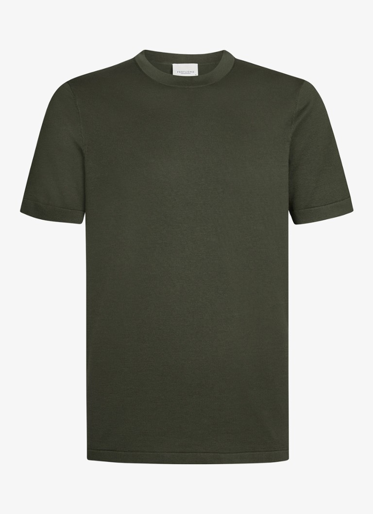 Profuomo Heren T-shirt met ronde hals in de kleur Donkergroen, maat: S