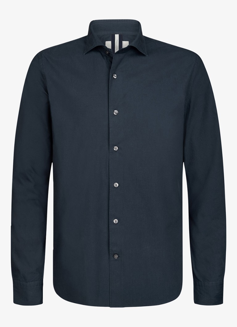 Profuomo Heren Regular fit overhemd in de kleur Donkerblauw, maat: XXL