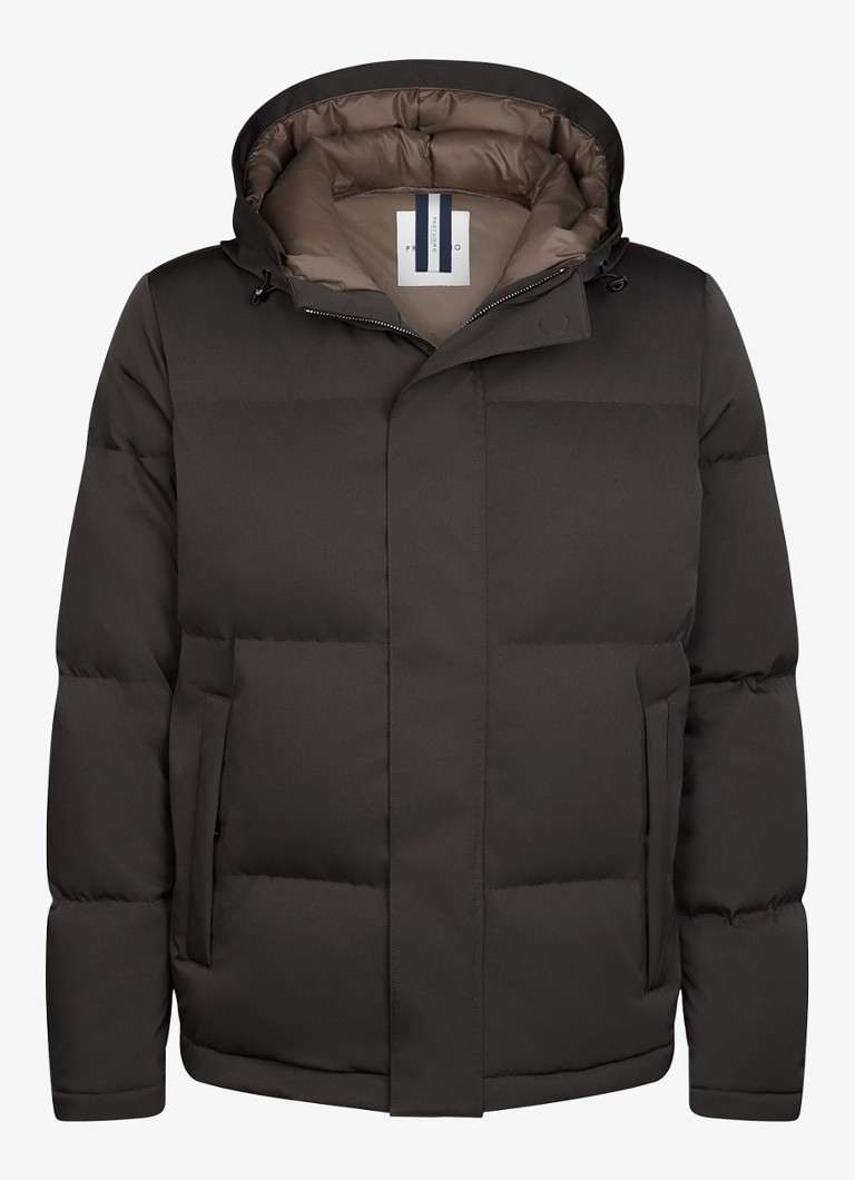 Profuomo Heren Parka met capuchon in de kleur Donkerbruin, maat: 52