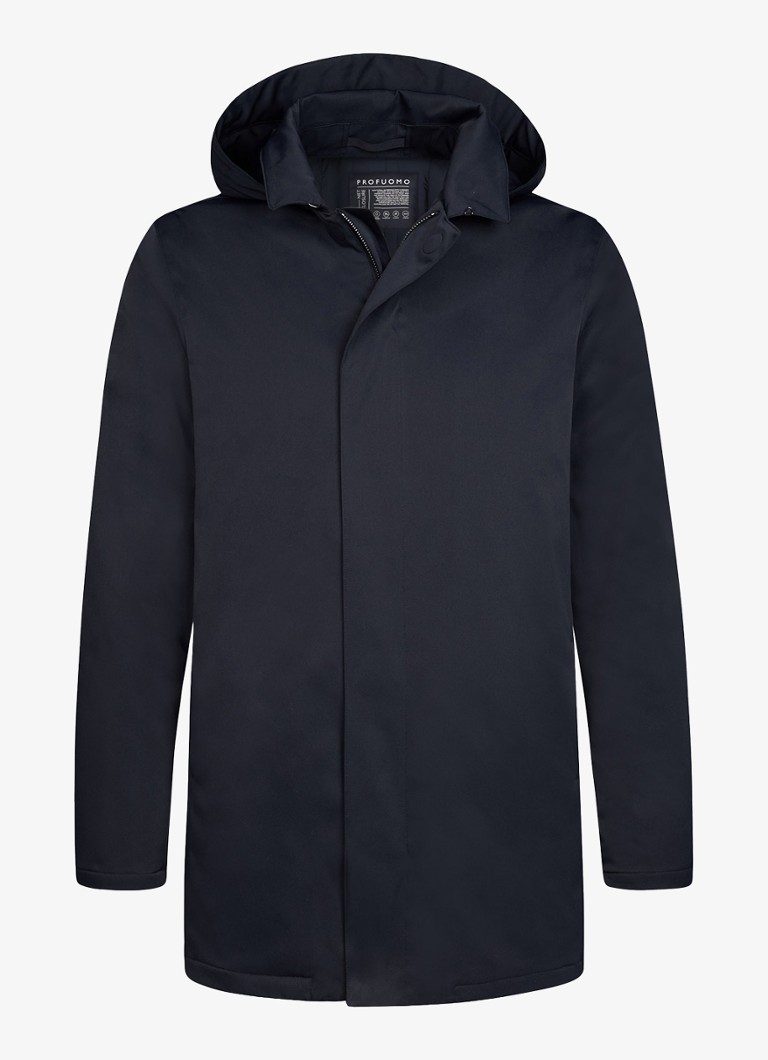 Profuomo Heren Parka met capuchon in de kleur Donkerblauw, maat: 56